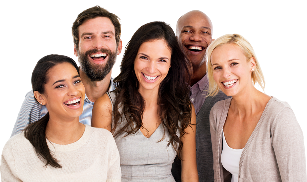 Group Smiling White Teeth