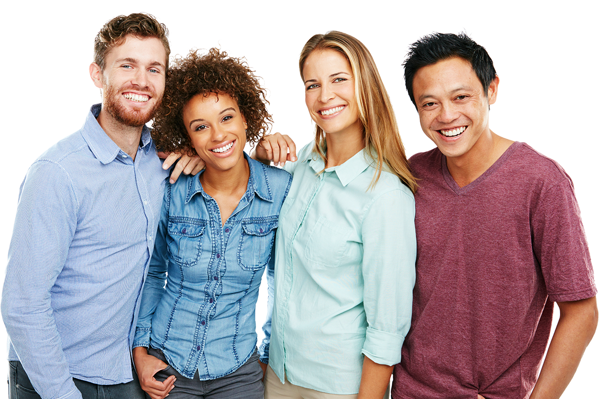 Group Smiling White Teeth